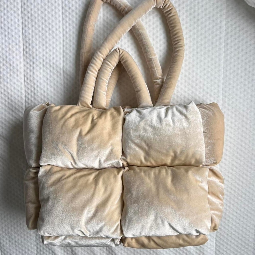 Anthropologie Cream Puffer Tote Bag - Picture 2 of 6